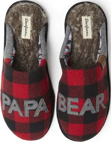 Dearfoam Slippers Red Buffalo Check Plaid PAPA MAMA BEAR NWT Christmas Holiday