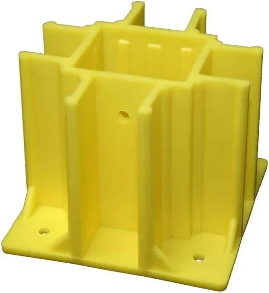 Yellow OSHA Compliant Guardrail Base with Toeboard Slots (Case of 12)