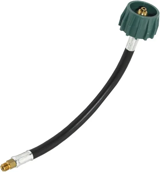 Flame King 12-inch RV, Van Or Trailer Propane Tank Pigtail Hose Connector for 2-Stage Auto Changeover Regulators - E12INPT, Black/Green