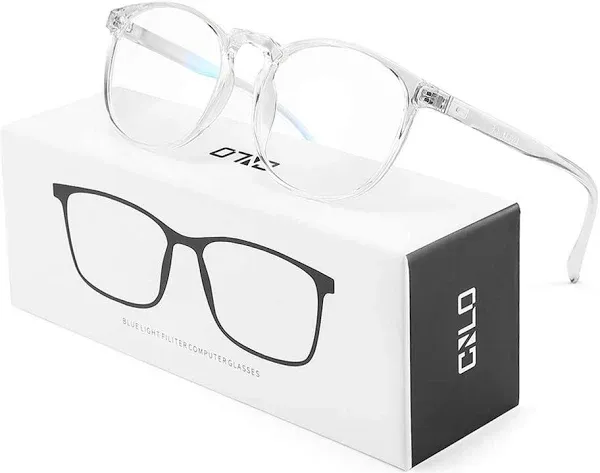 CNLO Blue light blocking Glasses,Computer Glasses,Gaming Glasses,TV Glasses，For UV Protection, Anti Eyestrain,Lightweight Frame Eyewear,Men/Women (Crystal)