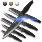 Wanbasion Black Stainless Steel Knife Set, OF 6 Sharp Kitchen Knife Set/am