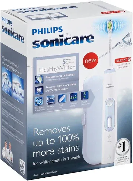 Philips Sonicare HX8911/02 HealthyWhite+ Rechargeable Electric Toothbrush, White