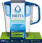 Brita Tahoe 10-Cup Large Water Filter Pitcher in Blue with 1 Elite Filter