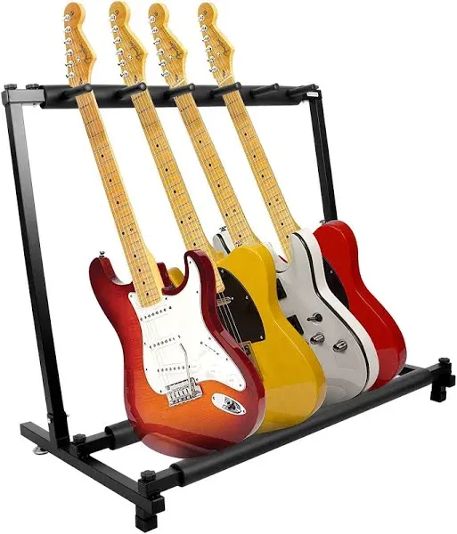 5 Holder Guitar Stand,Multi-Gu<wbr/>itar Display Rack Folding Stand Band Stage Bass Ac