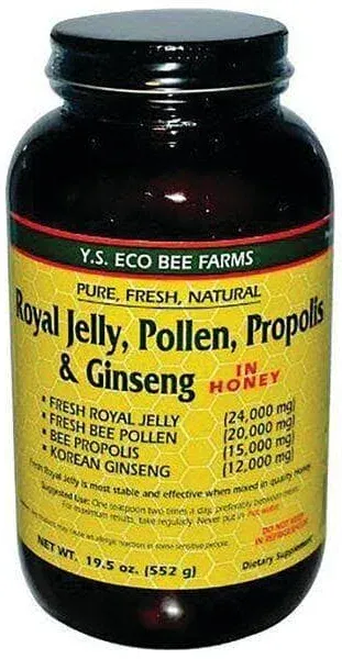 YS Royal Jelly, Pollen, Propolis & Ginseng in Honey (19.5 Fl. Oz Liquid)