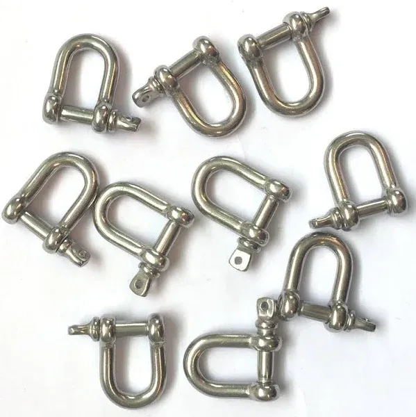 JingYi Stainless Steel Mini D Shaped Bow Shackle 3mm Silver Colorfor Paracord