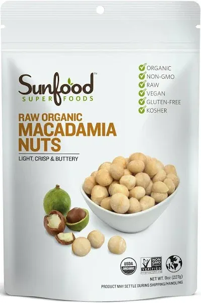 SunFood Macadamia Nuts Raw Organic 8 oz