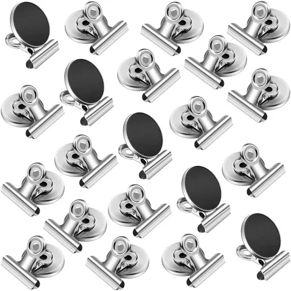 VNDUEEY 20 Pack Fridge Magnets, Refrigerator Magnets, Magnetic Clips Heavy Duty, Magnet Clips for Whiteboard Locker Photo Displays on Home& Office &Teaching(Silver-30mm Wide)