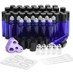 Essential Oil Roller Bottles 48 Pack 10ml - ULG Cobalt Blue Glass Empty Bottles