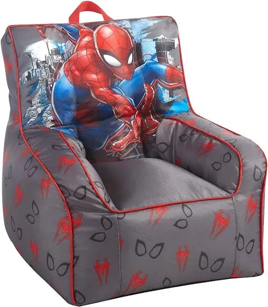 Marvel Spiderman Toddler Nylon Bean Bag Chair with Piping &amp; Top Carry Handle