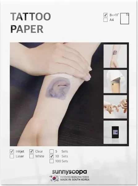 Sunnyscopa Printable Temporary Tattoo Paper for Inkjet Printers