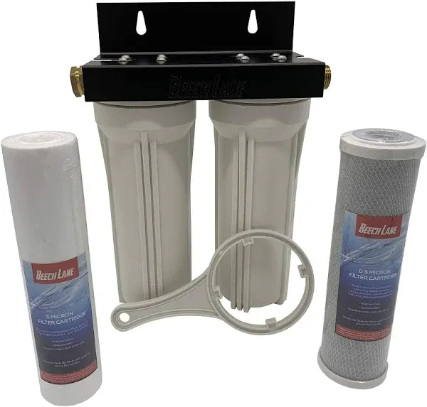 Heavy-Duty Dual RV Water Filter System with Brass Fittings and Lifetime Warranty