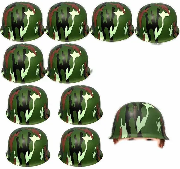 AnapoliZ Army Helmets for Kids | 12 Count Plastic Camouflage Hats | Soldier Helmet Party Favors | Camo Costume Dress Up Hat