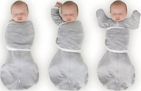 SwaddleDesigns Omni Swaddle Sack for Newborns, Heathered Gray, Small 0-3 Months