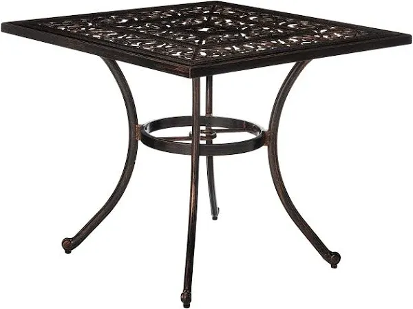 Outdoor Square Steel Dining Table Brown Captiva Designs