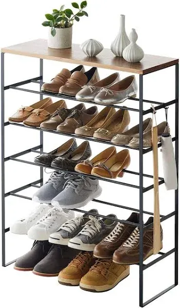 Yamazaki 6-Tier Wood Top Shoe Rack White