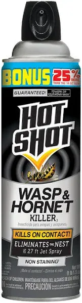 Hot Shot Wasp & Hornet Killer Spray, For Insects Eliminates The Nest, Sprays Up Tp 27 Feet, 14 fl Ounce