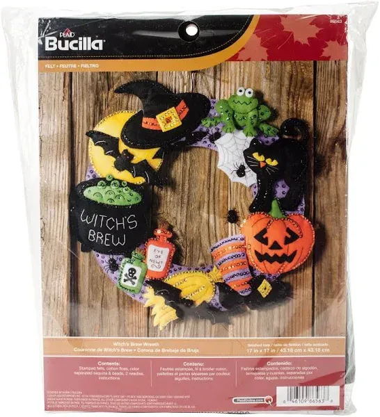 Witch's Brew Bucilla Felt Applique Wreath Kit