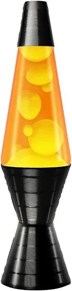 Lava® Lamp - 14.5'' Vinyl Record Grooved Base - The Original Motion Light - Yellow Wax and Orange Liquid - Item #2017