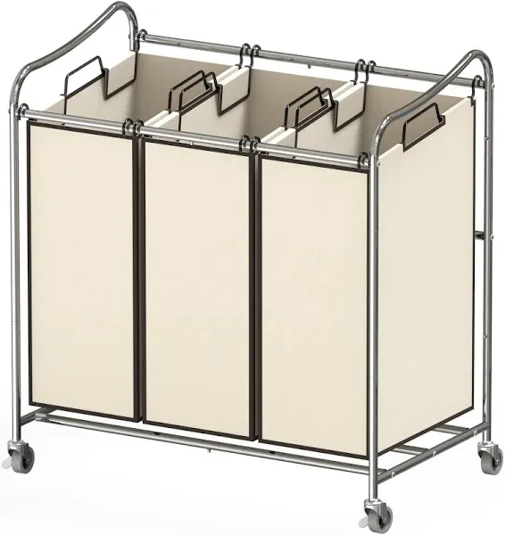 Simple Houseware Heavy-Duty 3-Bag Laundry Sorter Cart