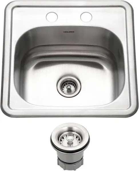 Drop-in Kitchen Sink Single Bowl Stainless Steel 15 in. Hospitality Bar Prep