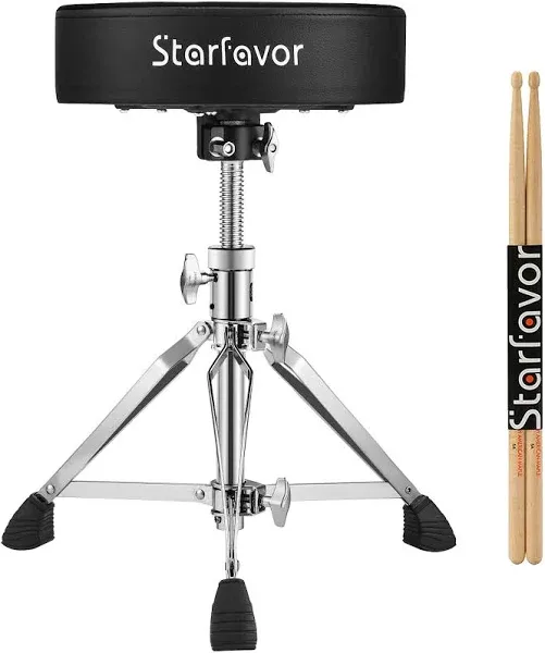 Starfavor Drum Throne Height Adjustable Seat Drum Stool with Drumsticks