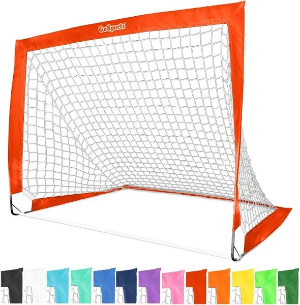 GoSports Portable Soccer Goals for Kids - 13 Color Options - Choose 4 x 3 ft or 6 x 4 ft - Team Tone Pop Up Nets for Backyard