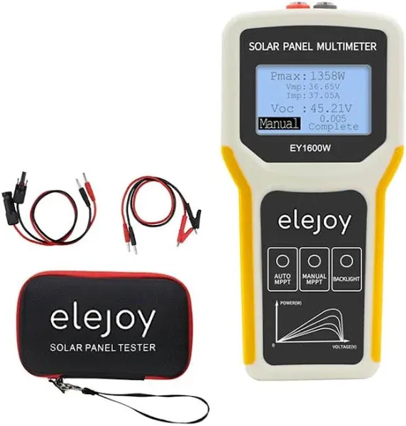 Upgrade 1600W Solar Panel Tester MPPT Photovoltaic Panel Multimeter Upgraded EY-1600W with Ultra Clear LCD Display, Smart MPPT Tools for Testing Solar PV Panel Data and Troubleshooting (EY-1600W)