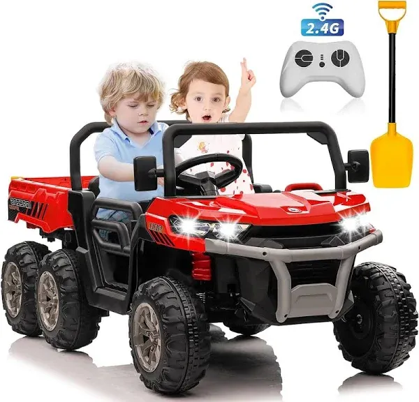 DreamDwell Home 4 Wheels 24V All-Terrain Kids Dump Truck Car Ride On Toy