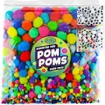 Carl & Kay 2200 Pcs Jumbo Pom Poms, 200 Googly Eyes & 2000 Assorted Size Pompoms