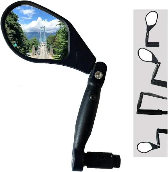 Hafny New Handlebar Bike Mirror, HD,Blast-Resistant, Glass Lens, Reflector (HF-M903RS-FR05 (Bar End Fitting Right Side, Silver Glass))