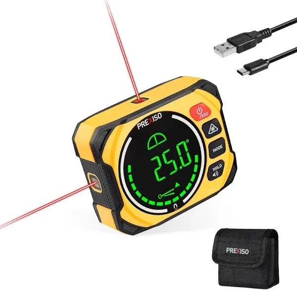 PREXISO 3-in-1 Digital Angle Gauge Magnetic with Laser Level, Rechargeable Di...