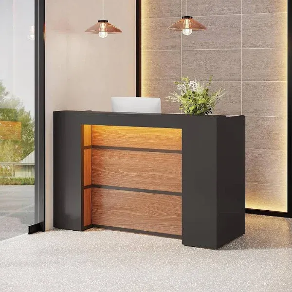 Modern Large Counter Table Front Desk with LED Lights