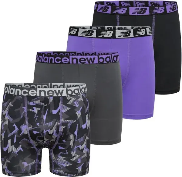 New Balance Boys' 3.5" Underwear, Performance Boxer Briefs (4 Pack)