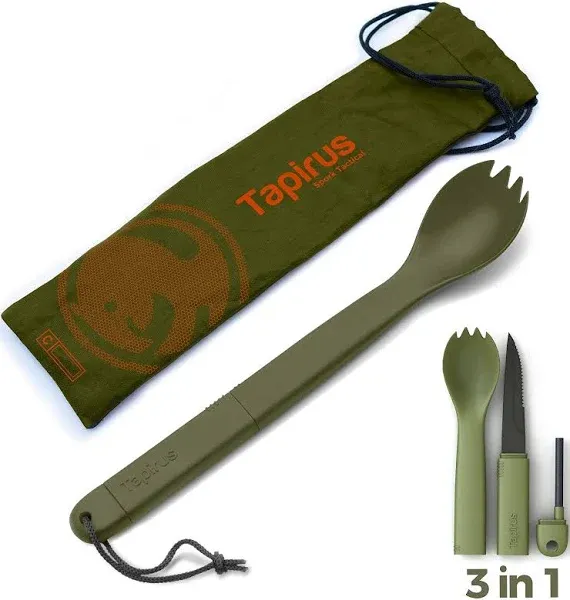 Tapirus Spork Tactical Green | Bpa Free Spoon Fork, Stainless Steel Knife And