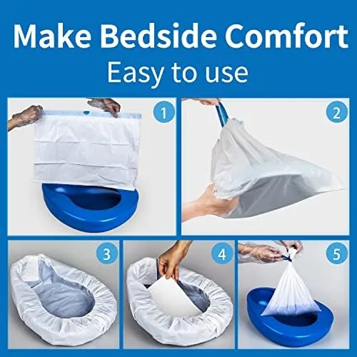 Bedpan Set with 30 Super Absorbent Pads and Disposable Liners, Bed Pans for Elderly Females Women and Men Comfortable