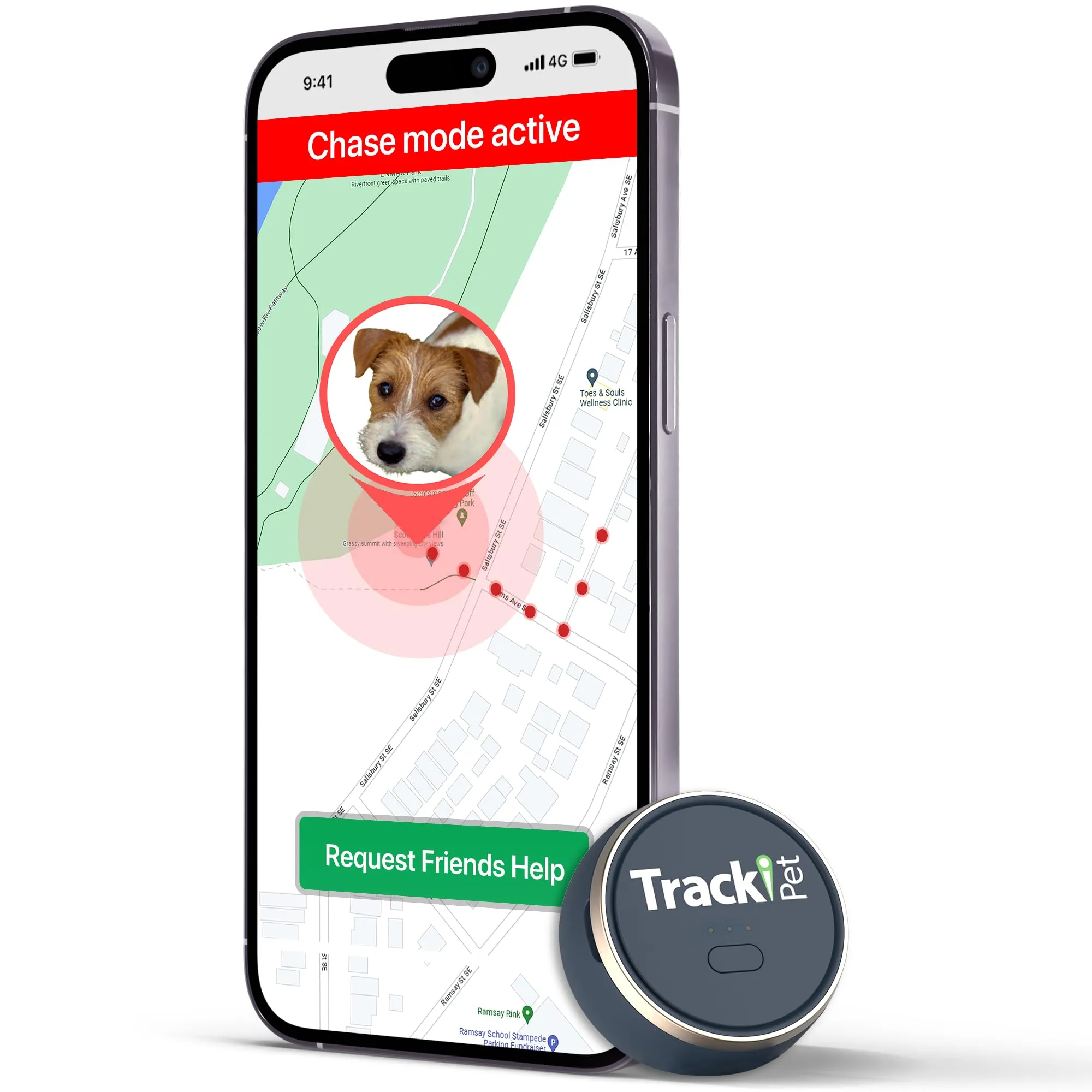 Tracki Pet GPS Tracker, Tiny &amp; Light Waterproof Fits all Pet Collars monthly fee