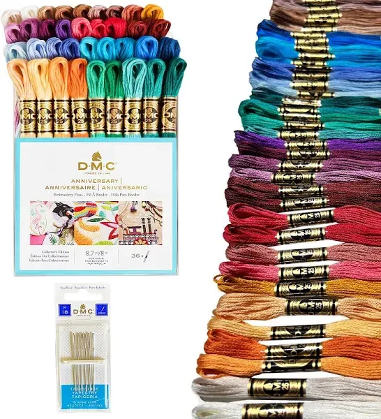 DMC Embroidery Floss, Anniversary Collection Pack. 36 Colors Cotton Embroidery 