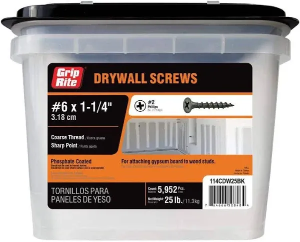 Grip-Rite #6 x 1-1/4-in Coarse Thread Drywall Screws (25-lb)