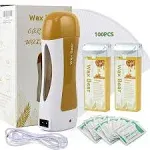 Natural Soft Wax Heater with 2 Cartridges &amp; 100 Strips - Sensitive Skin Friendly