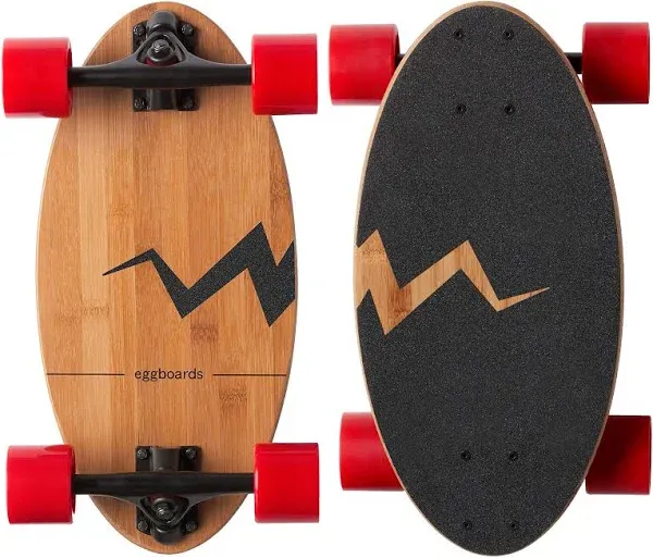 Eggboards Mini Longboard The Original - Bamboo Wood Cruiser Skateboard for Adults and Kids. Easy to Carry, Smooth to Ride