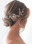 JAKAWIN Bride Crystal Wedding Hair Vine Silver Bridal Hair Piece Rhinestone Hair Accessories for Women HV113 (A Gold)