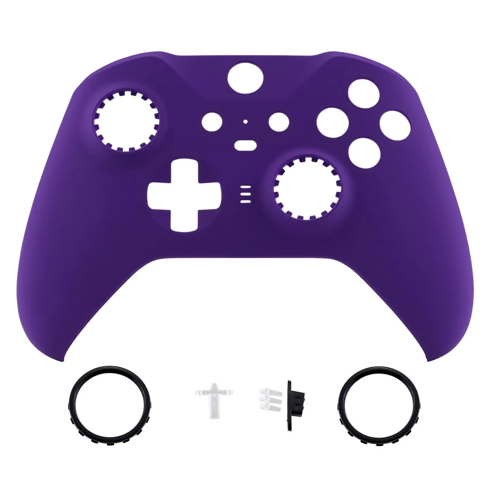 eXtremeRate Purple Grip Faceplate Cover, Soft Touch Front Housing Shell Case DIY Replacement Parts for Xbox One Elite Series 2 Game Controller (Model 1797) - Thumbstick Accent Rings are Included