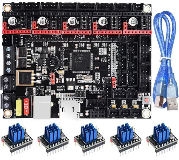 BIGTREETECH SKR V1.4 Turbo Control Board 32bit for 3D Printer Compatible with TFT35 E3 V3.0.1/TFT70 Touch Screen Support TMC2209/TMC2208/TMC5160/TMC2130 for Most FDM 3D Printer (with 5*TMC2209)