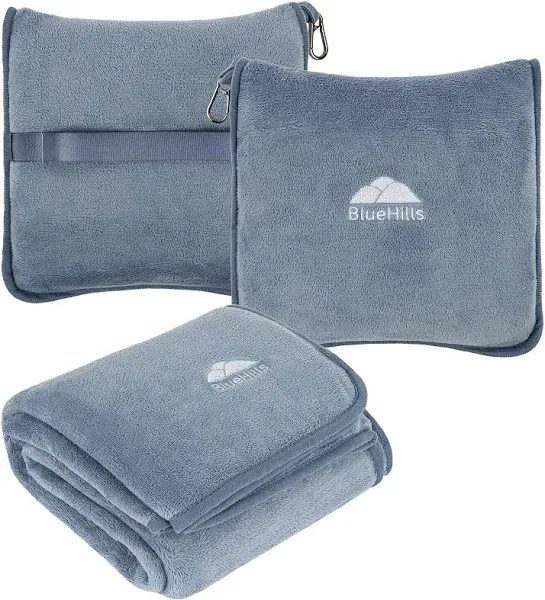 BlueHills Premium Soft Travel Blanket Pillow