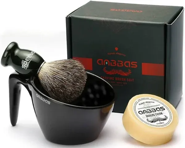 Anbbas Badger Hair Shaving Brush with 100G Shaving Soap Bar and Upgrade Lathering Way-POP Mug A5 Melamine,Foaming Set for Men Wet Shave,Women Girls Hair Removal