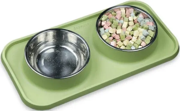 Cat Bowls for Food and Water,Premium Removable Stainless Steel Double Bowls with Non-slip Bottom & Elevated Stand for Pet and Small Dogs,Non-Spill Cat Food Bowls 12 Fluid ounces(354 ml)pink