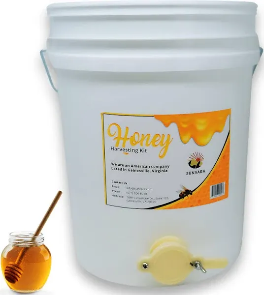 Honey Bucket 5 Gallon Bucket with Spigot White Honey Extractor Equipment, Honey Gate Valve for 5 Gallon Bucket, Honey Bucket with Spigot - Food-Grade PP 20L Capacity