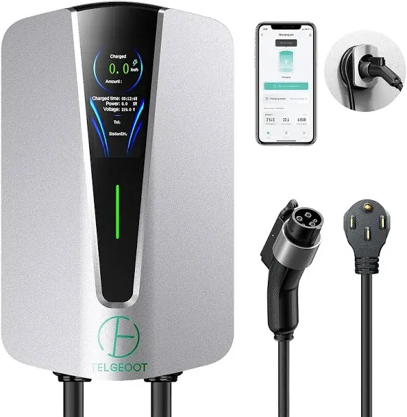 Telgeoot Level 2 EV Charger 48Amp, Indoor/Outdoor Electric Car Charger