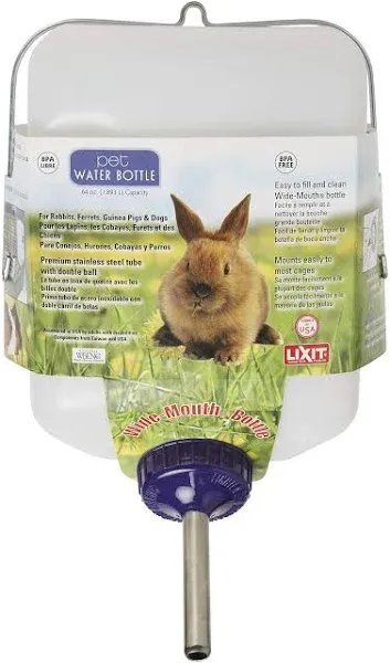 Lixit Water Bottle for Rabbits, Ferrets, Guinea Pigs &amp; Dogs 64oz 